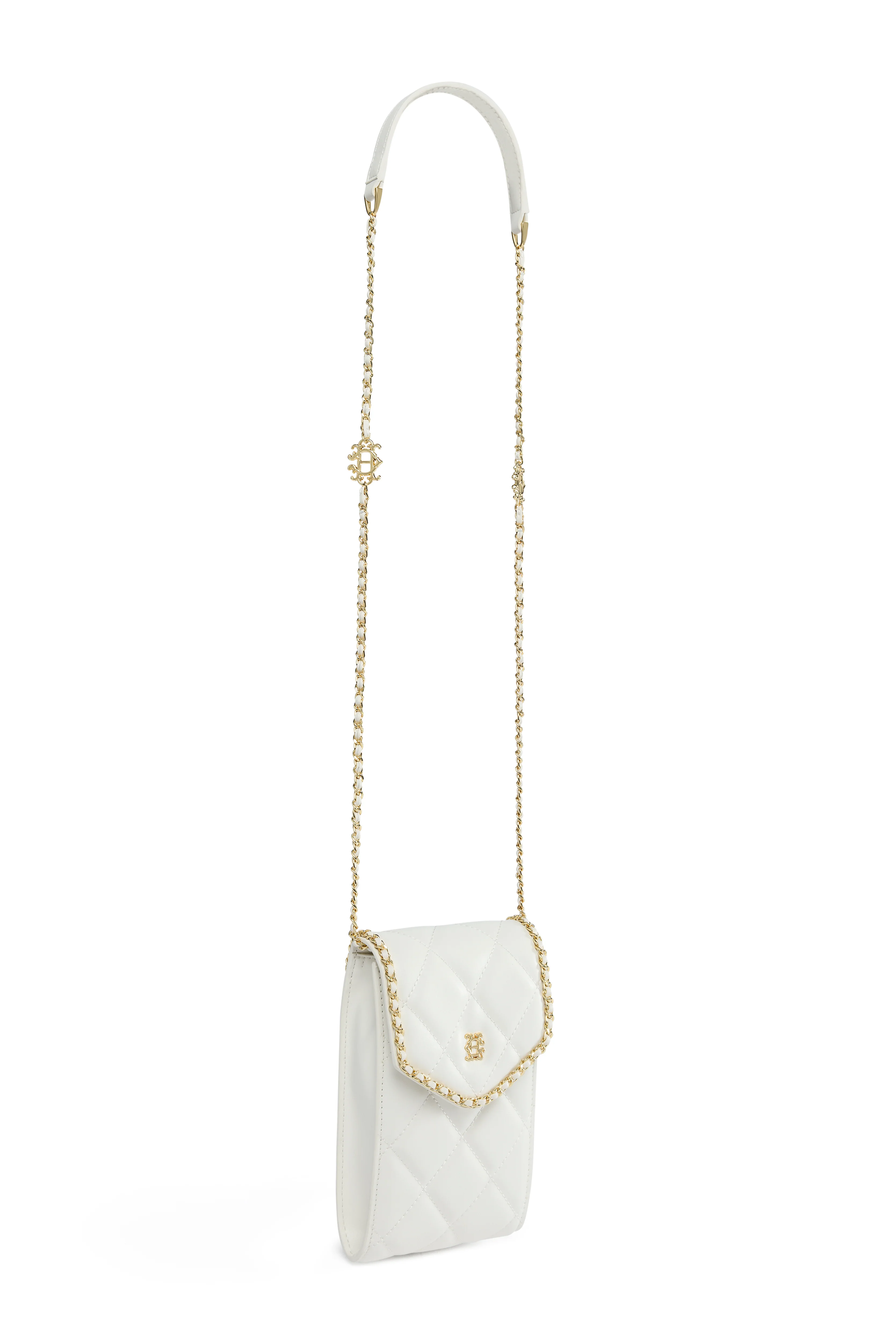Quilted Chain Crossbody Pouch (Cream) - Image 9