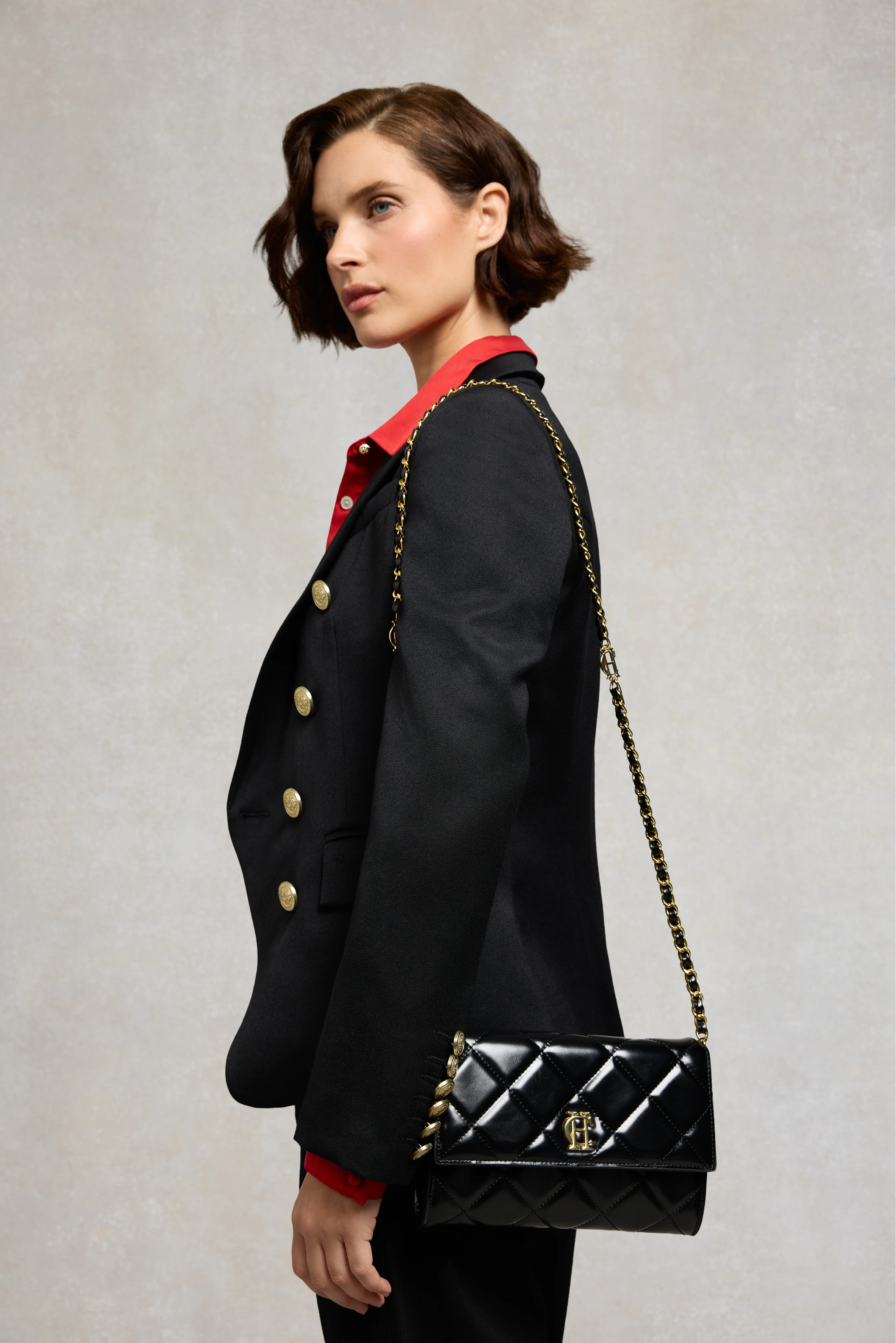 Quilted Crossbody Bag (Black) - Image 7