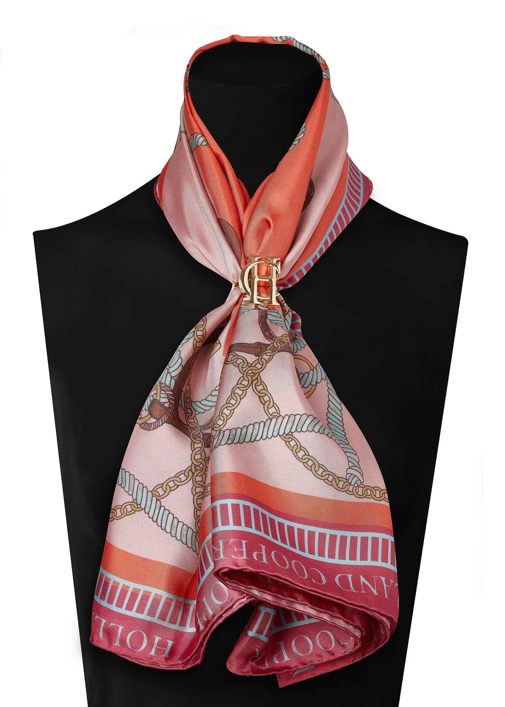 Regal Horse Silk Scarf (Coral) - Image 4