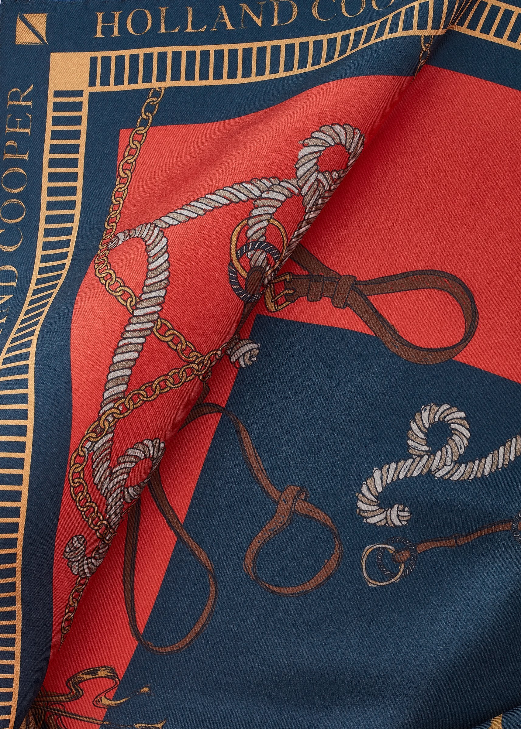 Regal Horse Silk Scarf (Ink Navy Neroli) - Image 5
