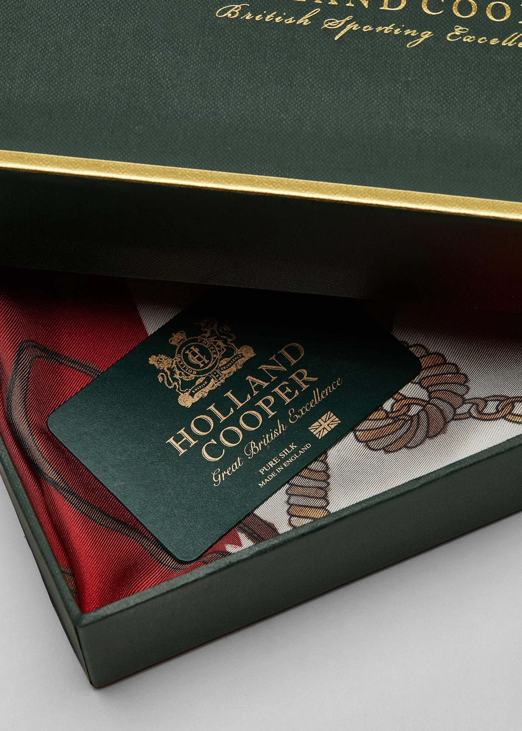 Regal Horse Silk Scarf (Racing Green Heritage Red) - Image 6