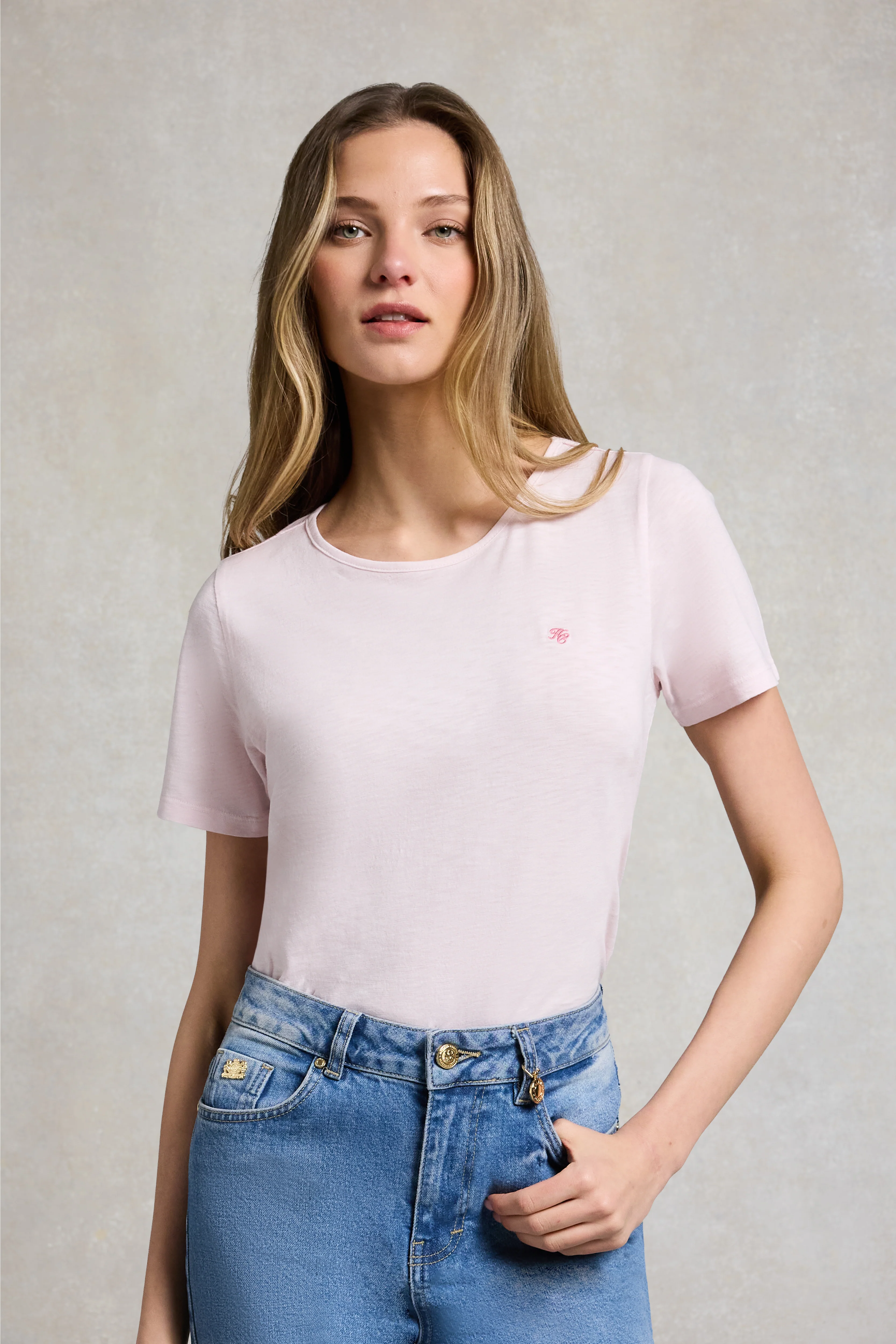 Relaxed Fit Monogram Tee (Pale Pink)