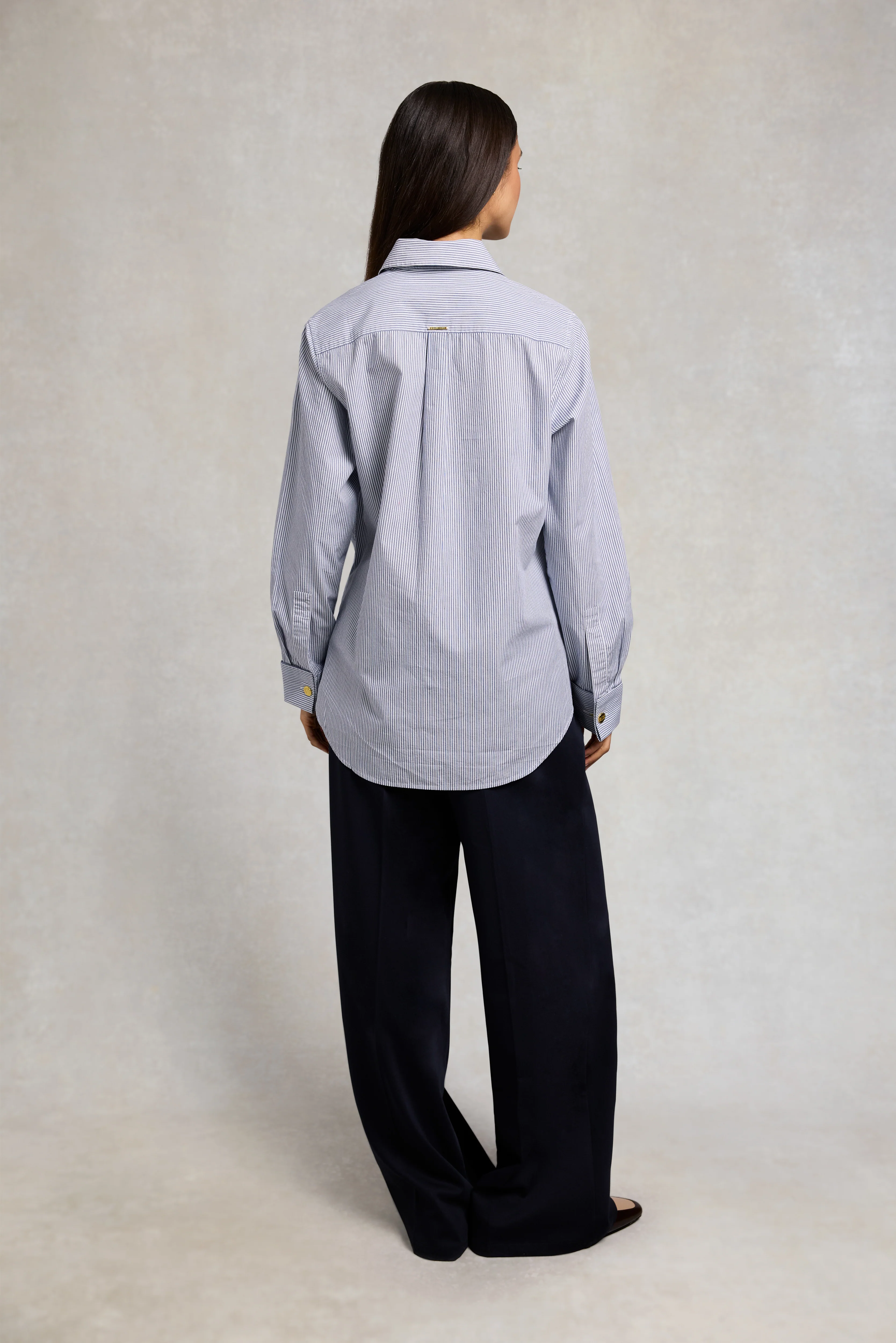 Relaxed Fit Shirt (Fine Navy Double Stripe) - Image 4