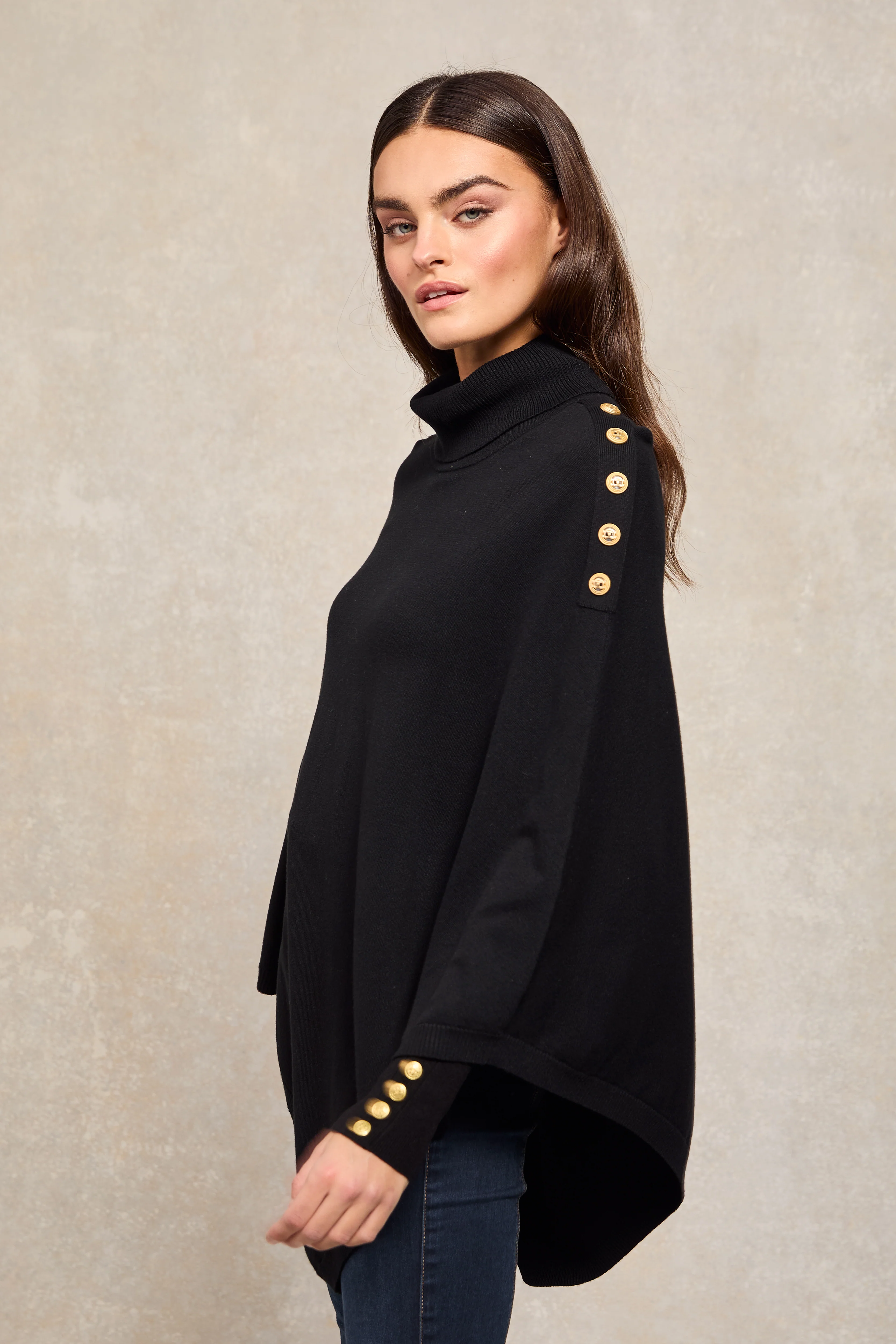 Roll Neck Cape (Black) - Image 6