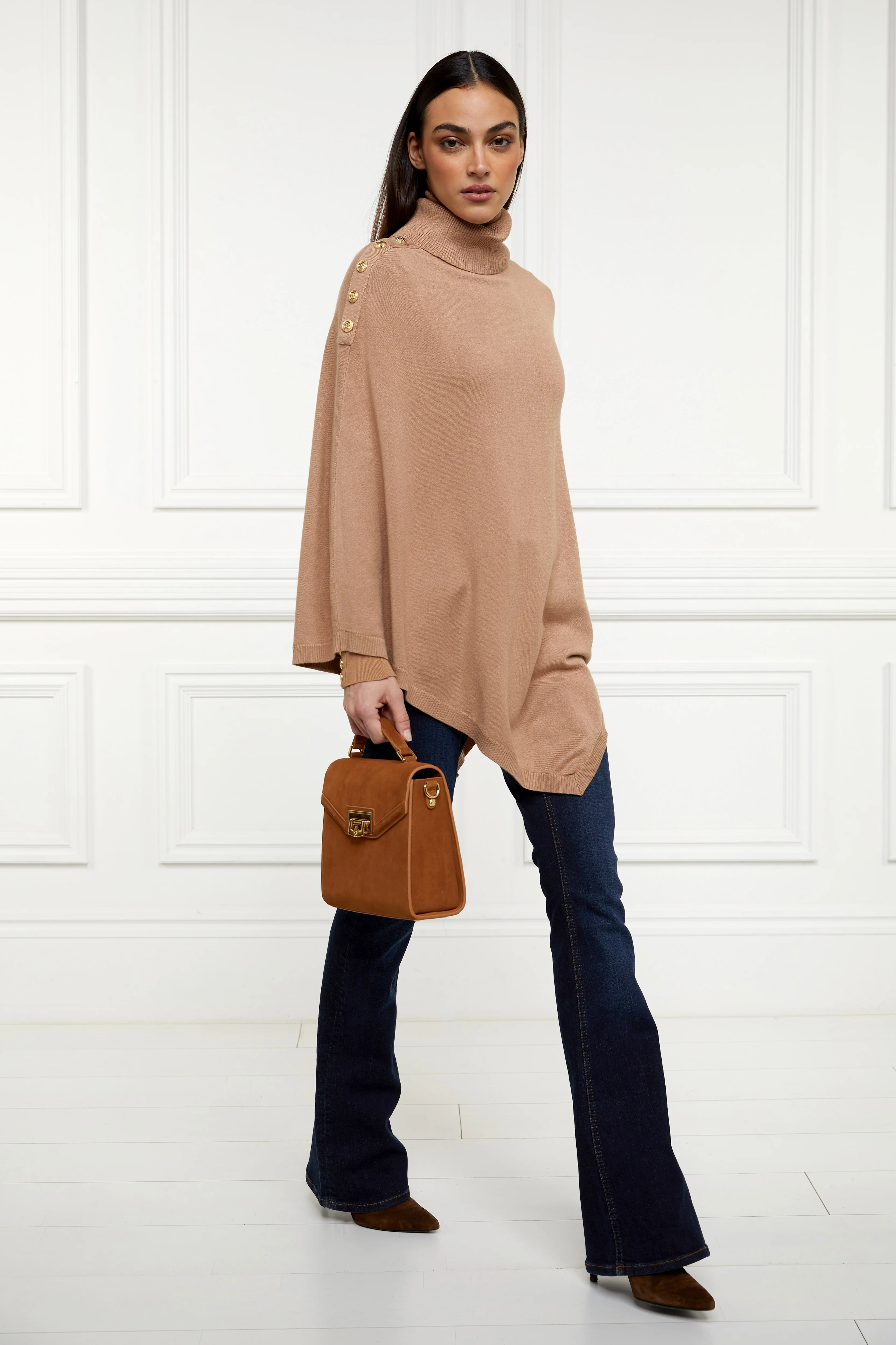 Roll Neck Cape (Camel) - Image 2