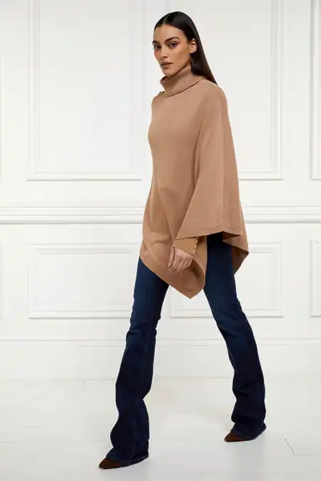 Roll Neck Cape (Camel) - Image 5