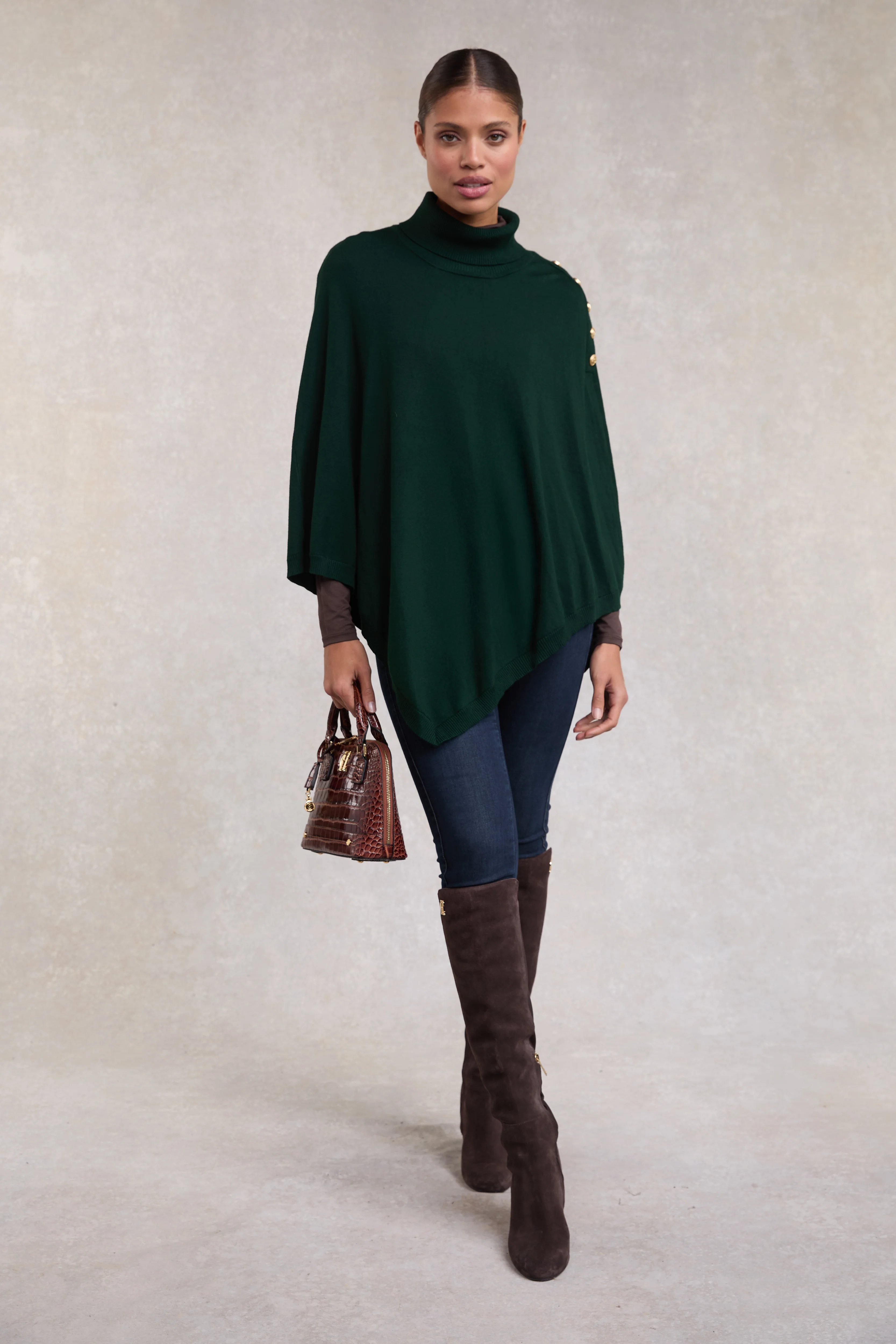 Roll Neck Cape (Deep Emerald) - Image 3