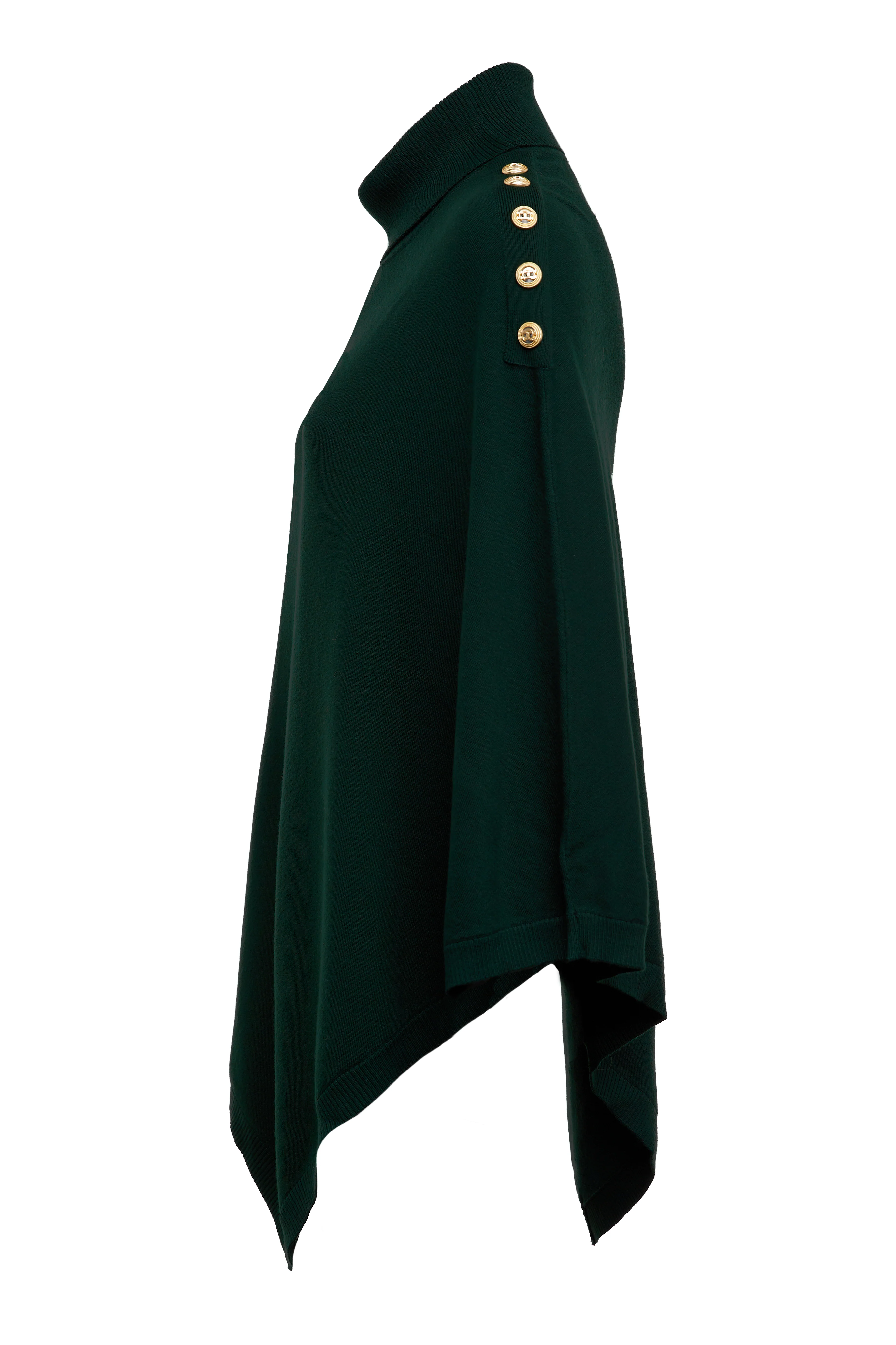 Roll Neck Cape (Deep Emerald) - Image 7
