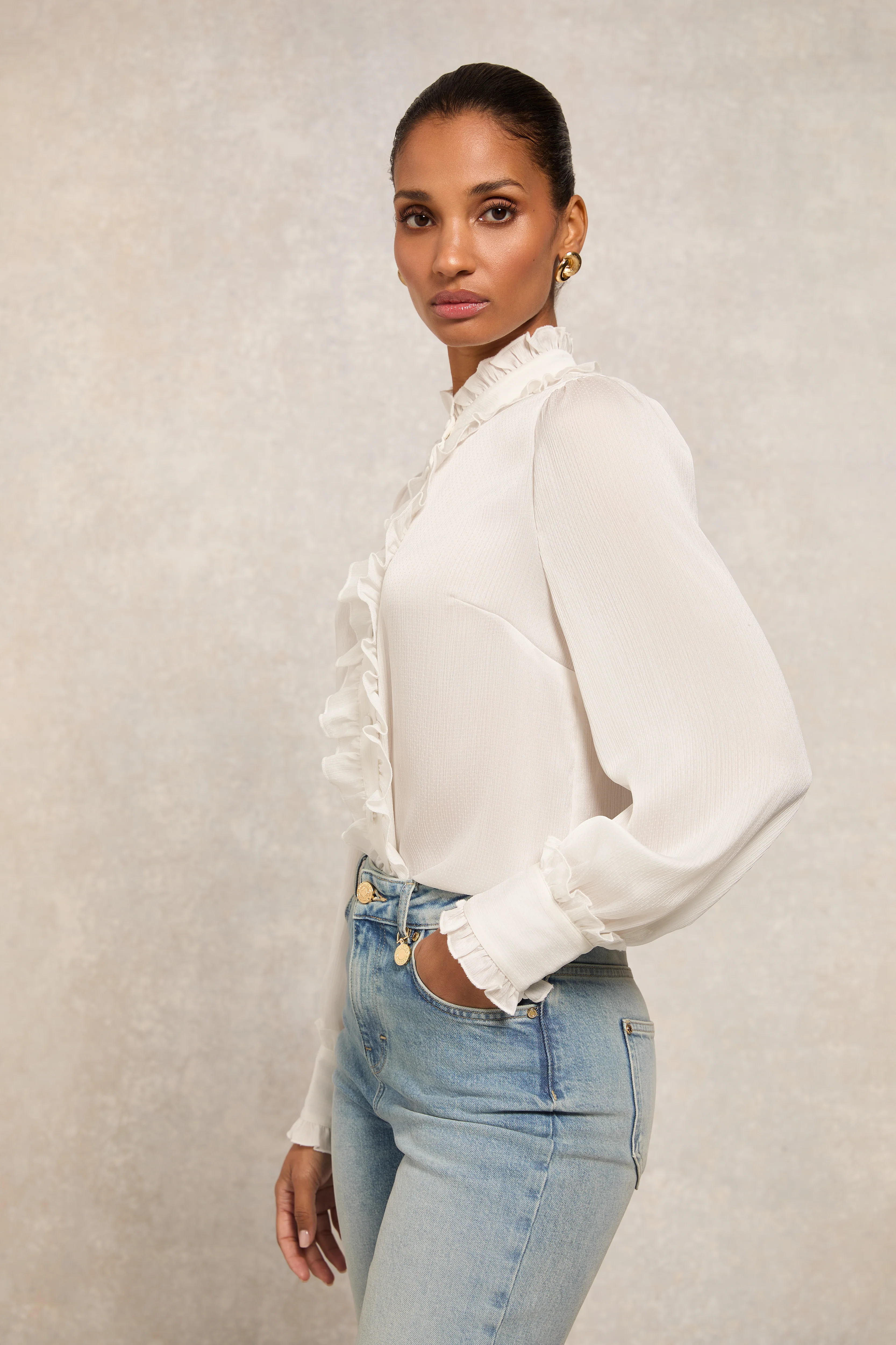 Ruby Ruffle Shirt (White) - Image 3