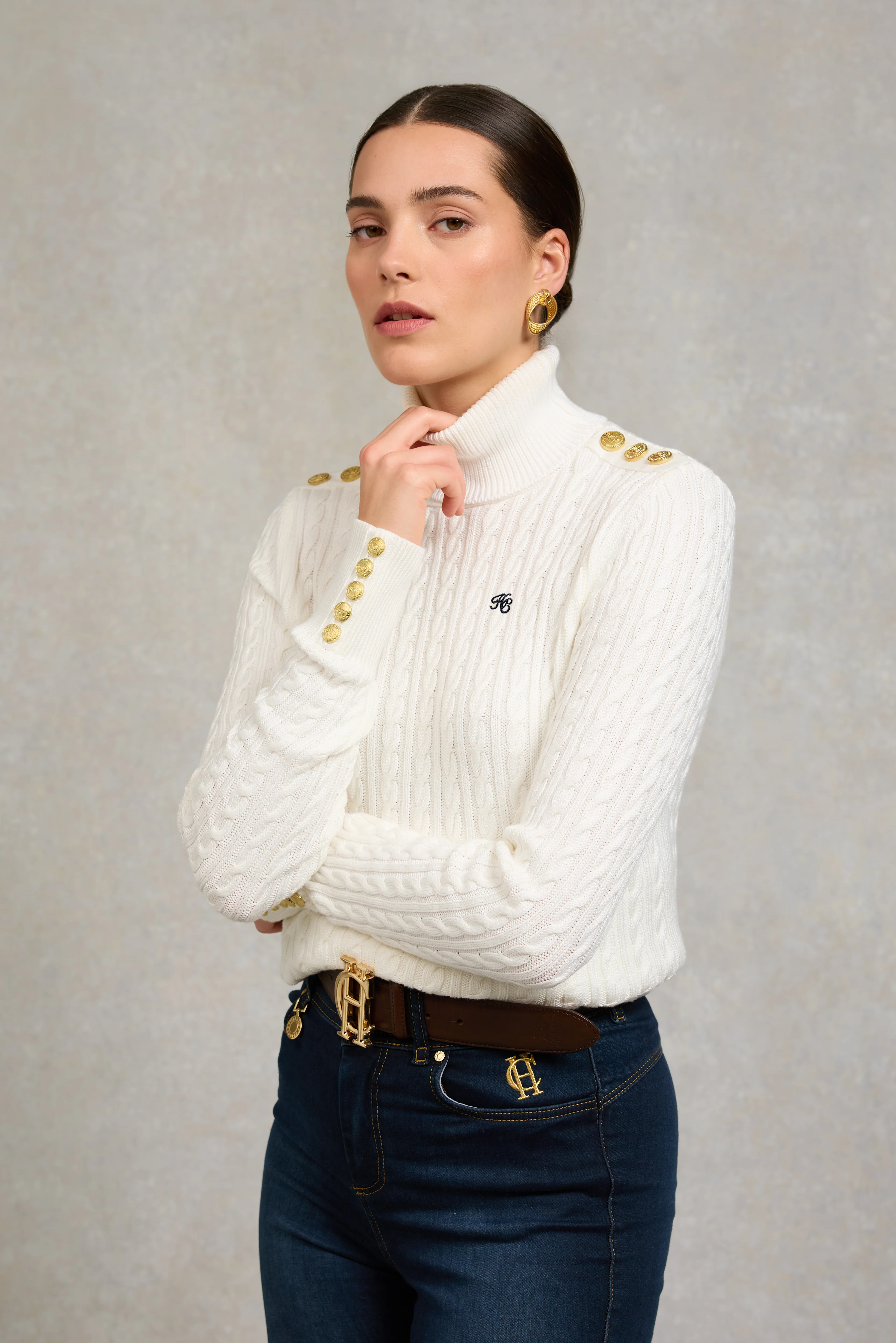 Seattle Roll Neck Cable Knit (Winter White) - Image 2