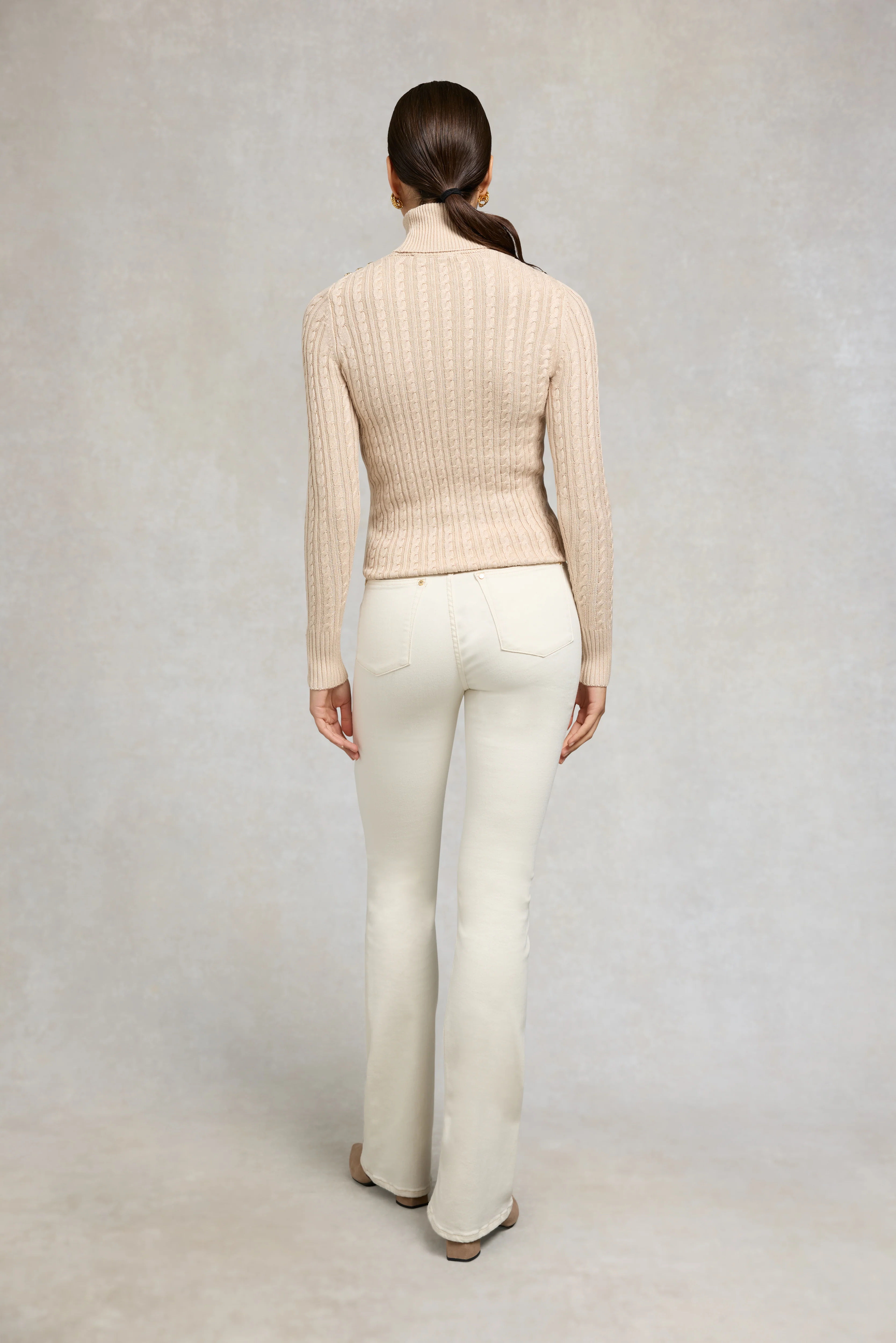 Seattle Roll Neck Cable Knit (Oatmeal) - Image 5