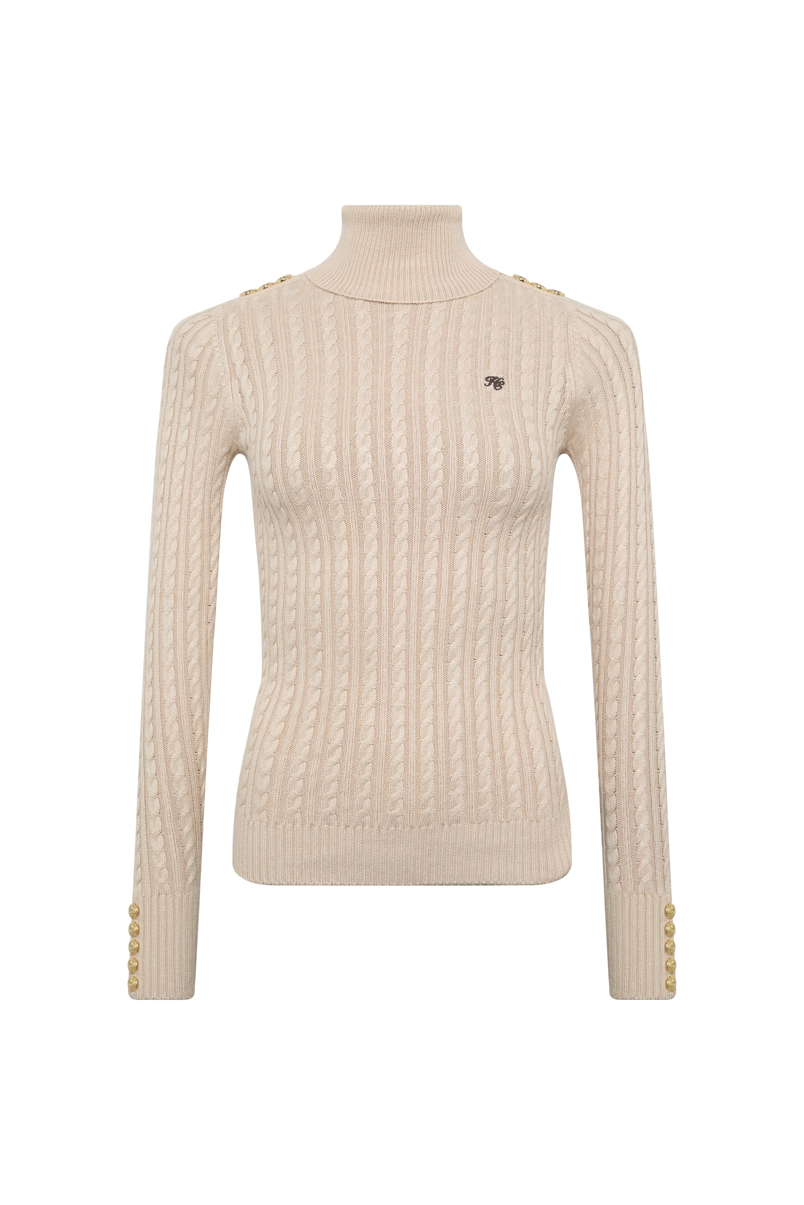 Seattle Roll Neck Cable Knit (Oatmeal) - Image 6