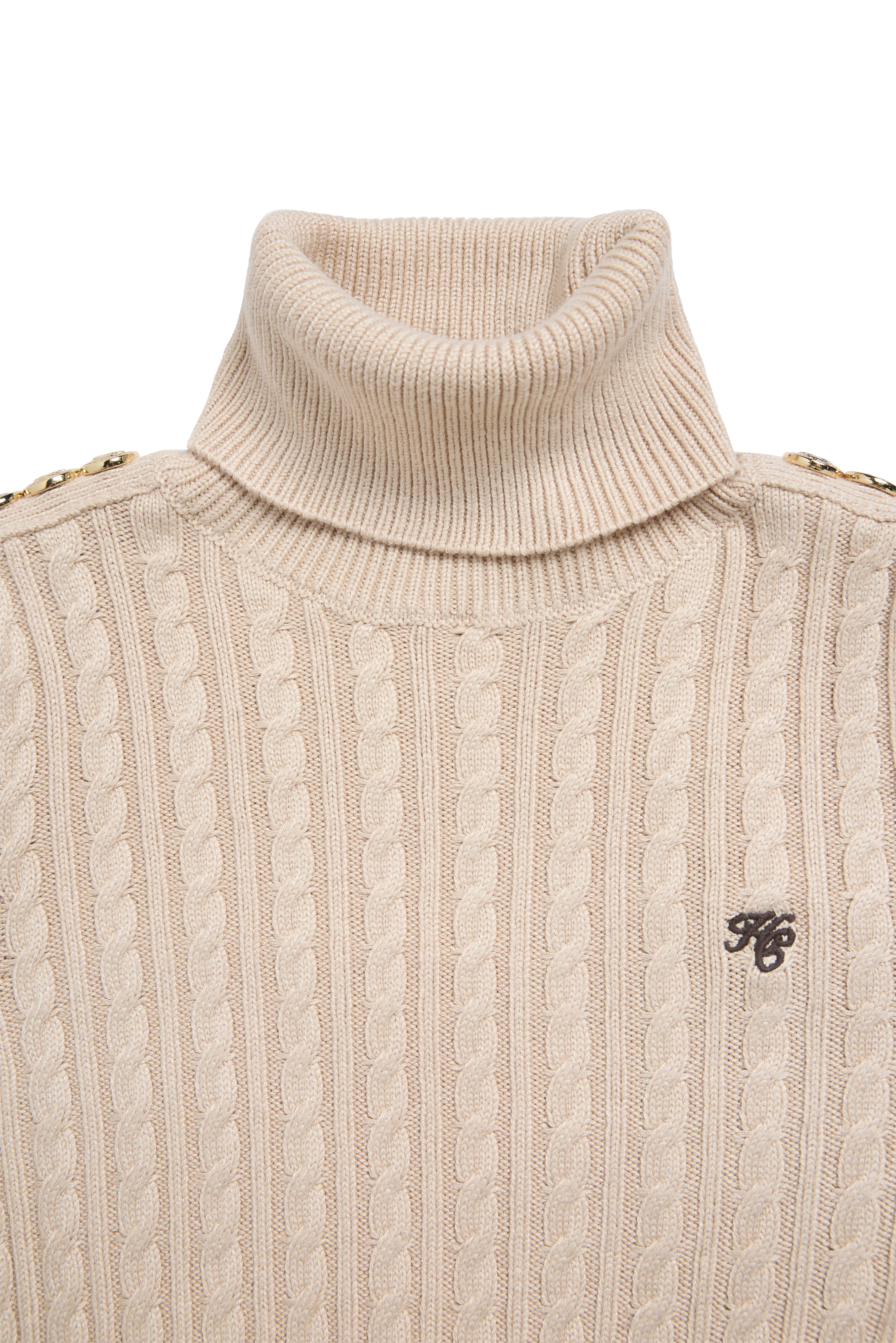 Seattle Roll Neck Cable Knit (Oatmeal) - Image 8