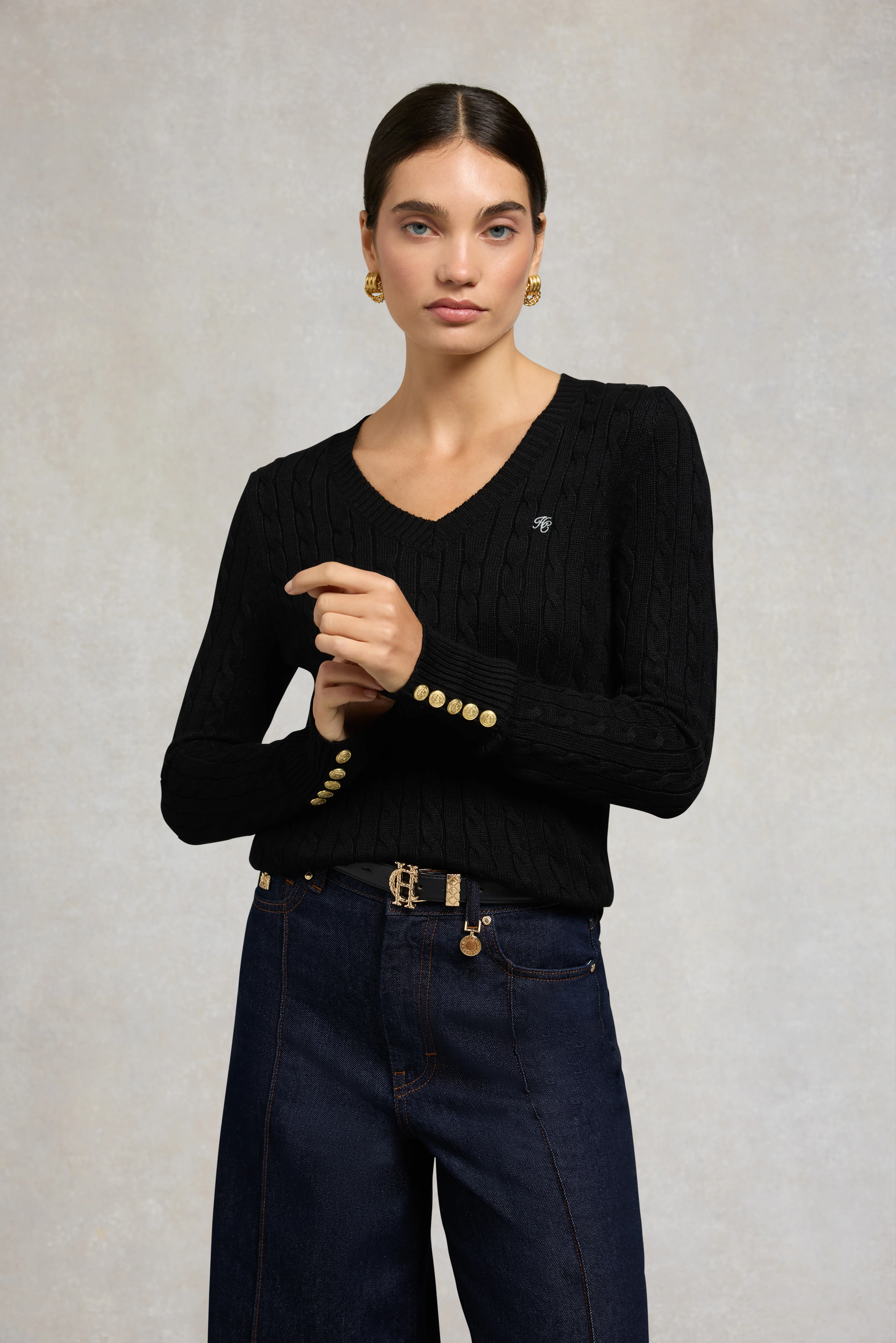 Seattle V-Neck Knit (Black) - Image 2