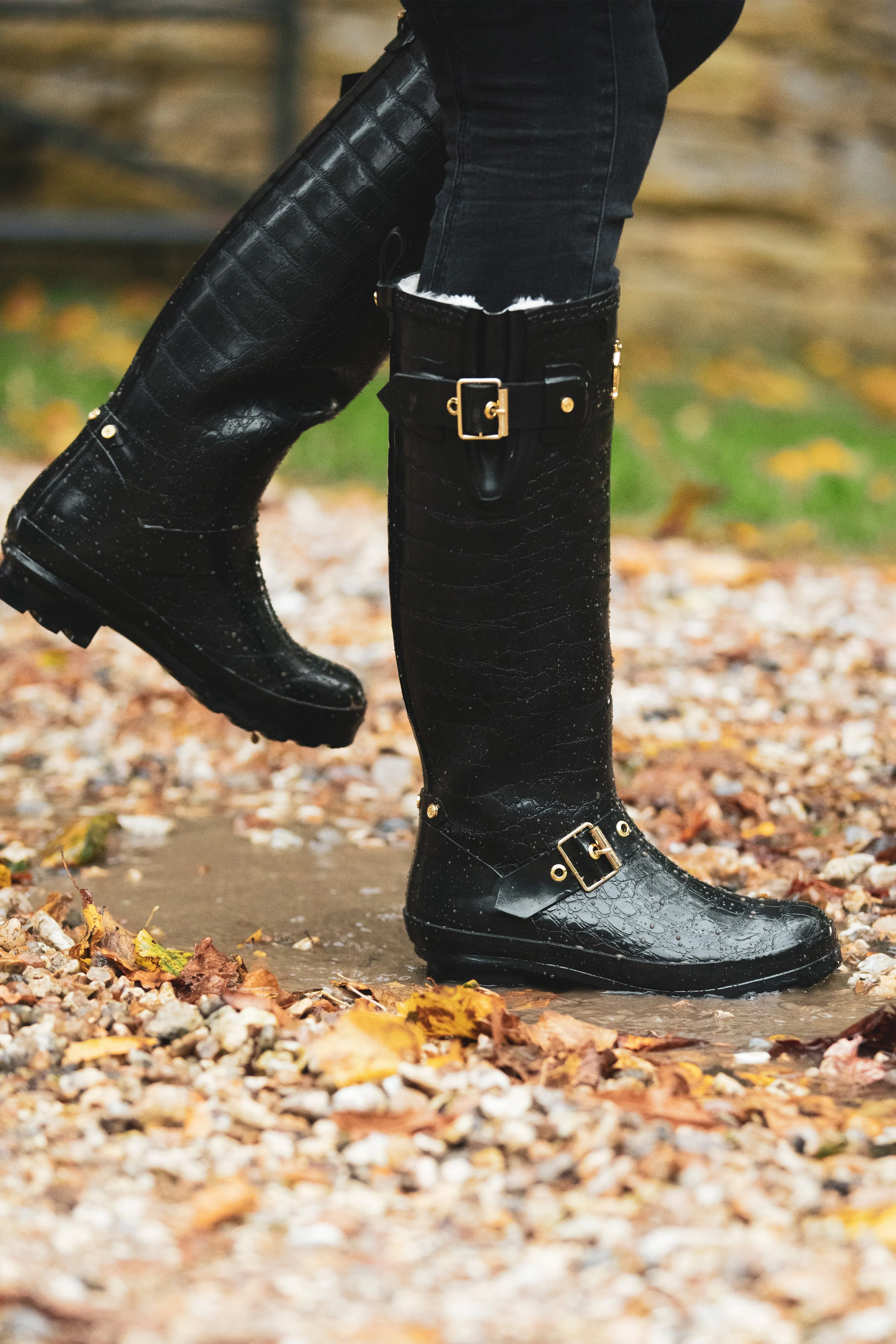 Sherpa Lined Regency Wellington (Black Croc) - Image 3