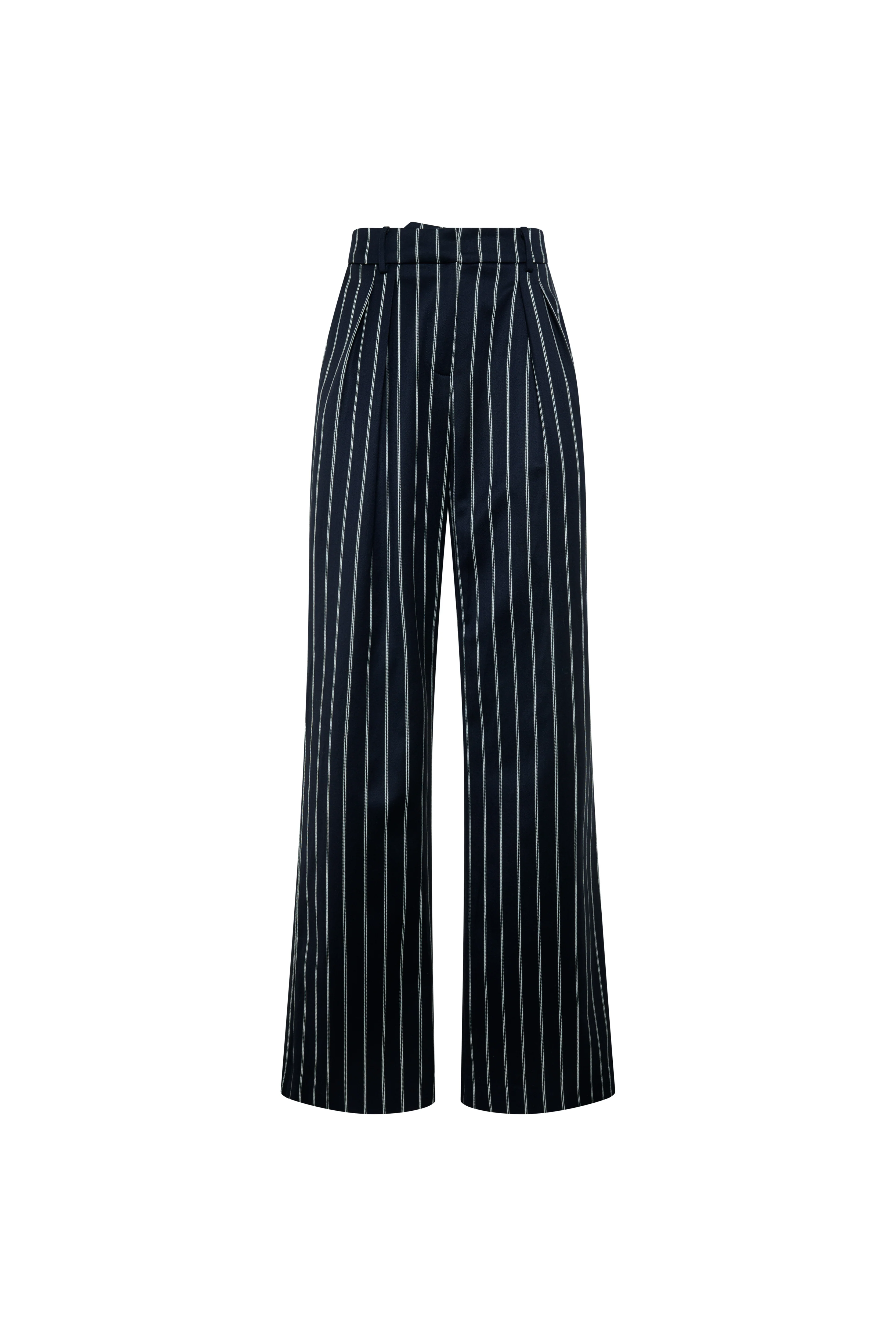 Shoreditch Pleated Trouser (Ink Navy Wide Stripe) - Image 6