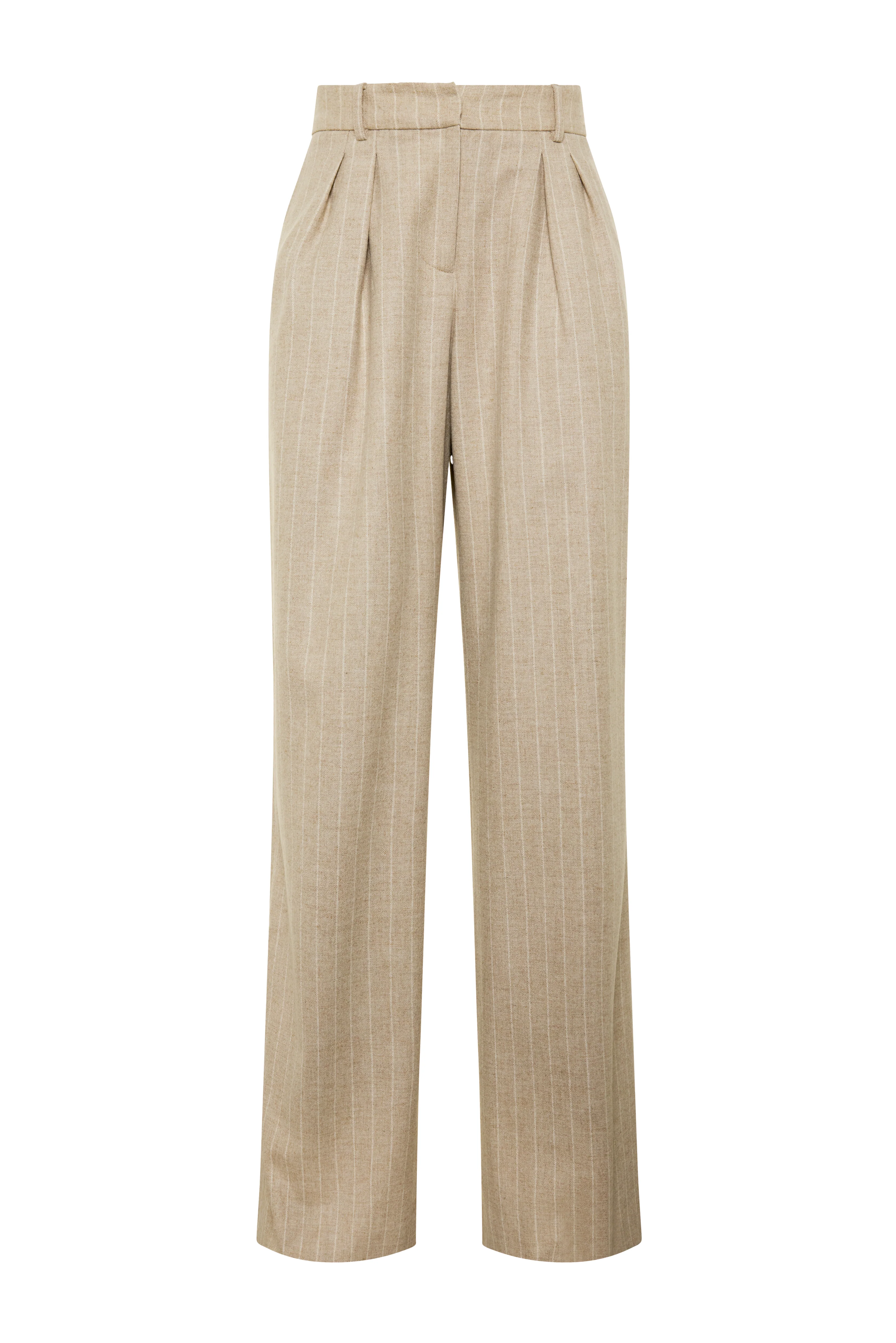Shoreditch Pleated Trouser (Oatmeal Pinstripe) - Image 7