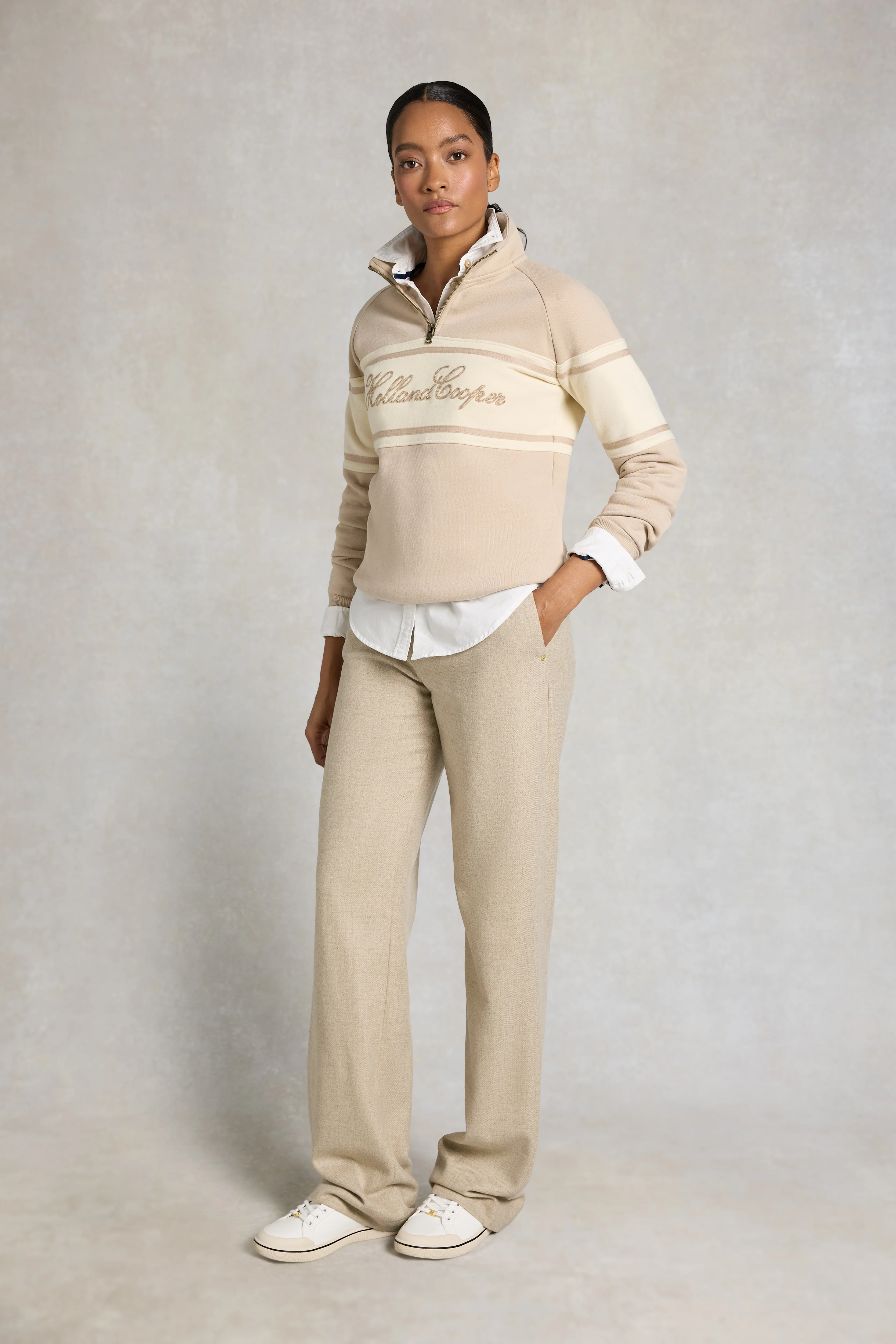 Signature Quarter Zip Sweat (Stone) - Image 6