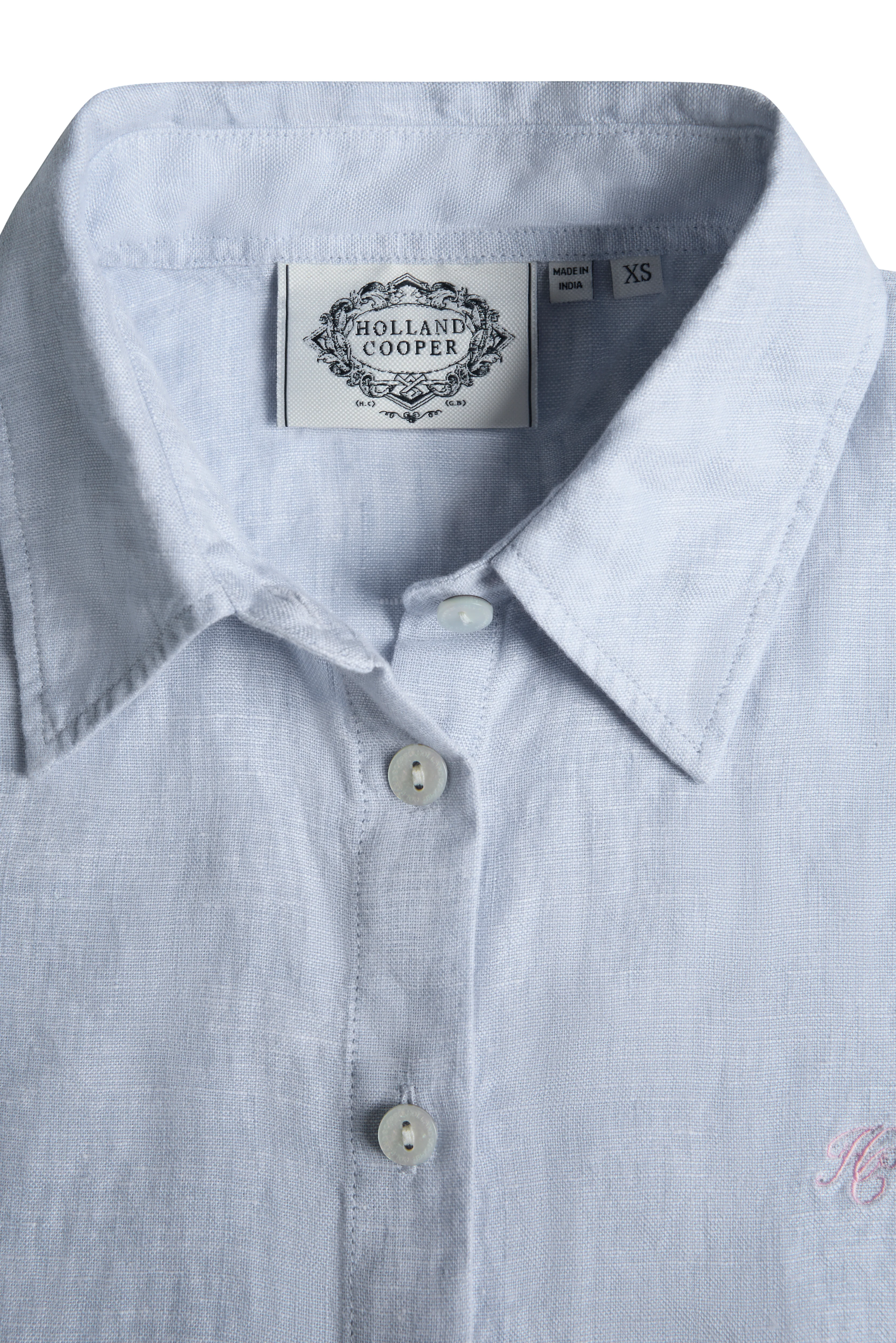 Sleeveless Amalfi Linen Shirt (Light Blue Linen) - Image 7