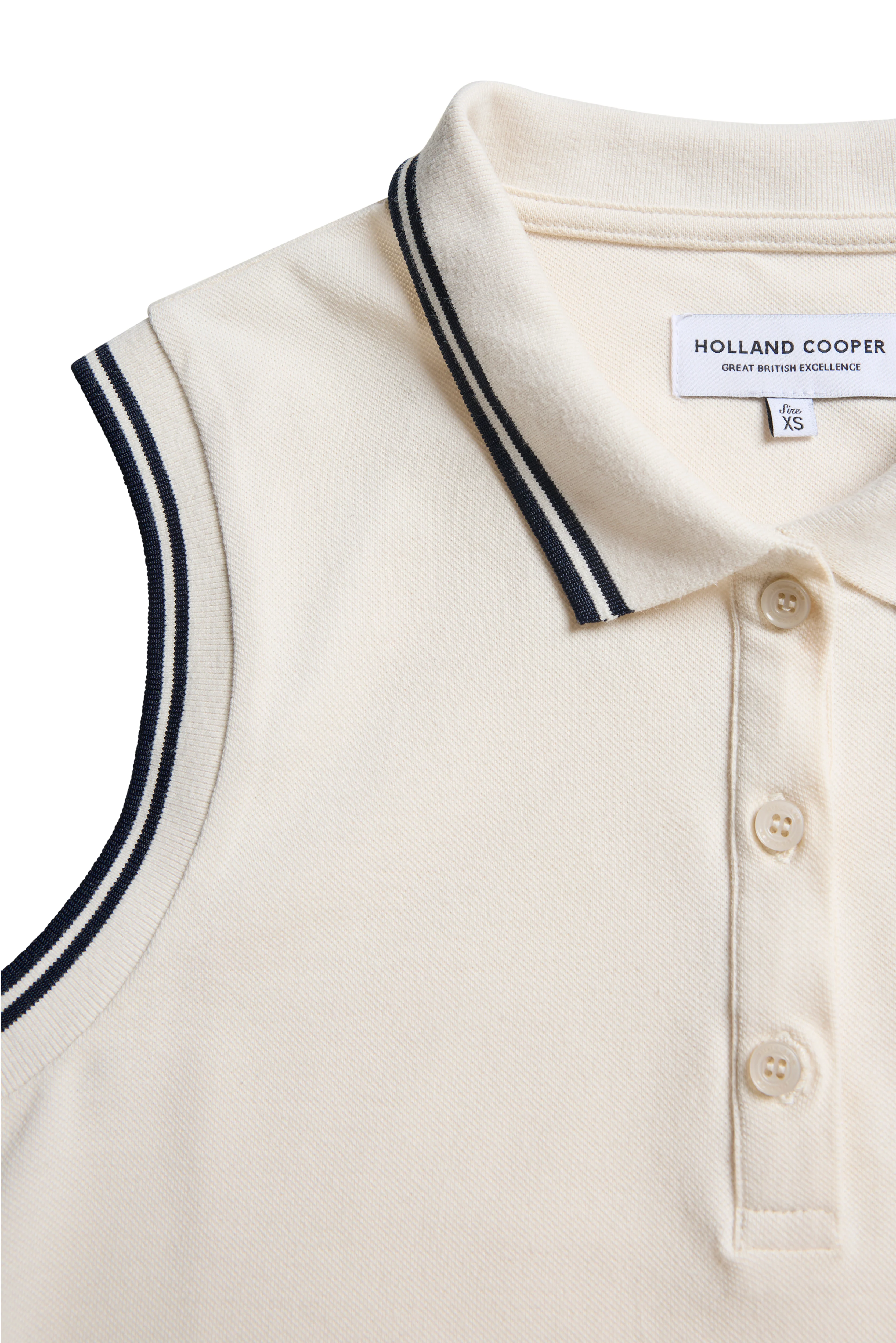 Sleeveless Collegiate Polo Shirt (Ecru) - Image 8