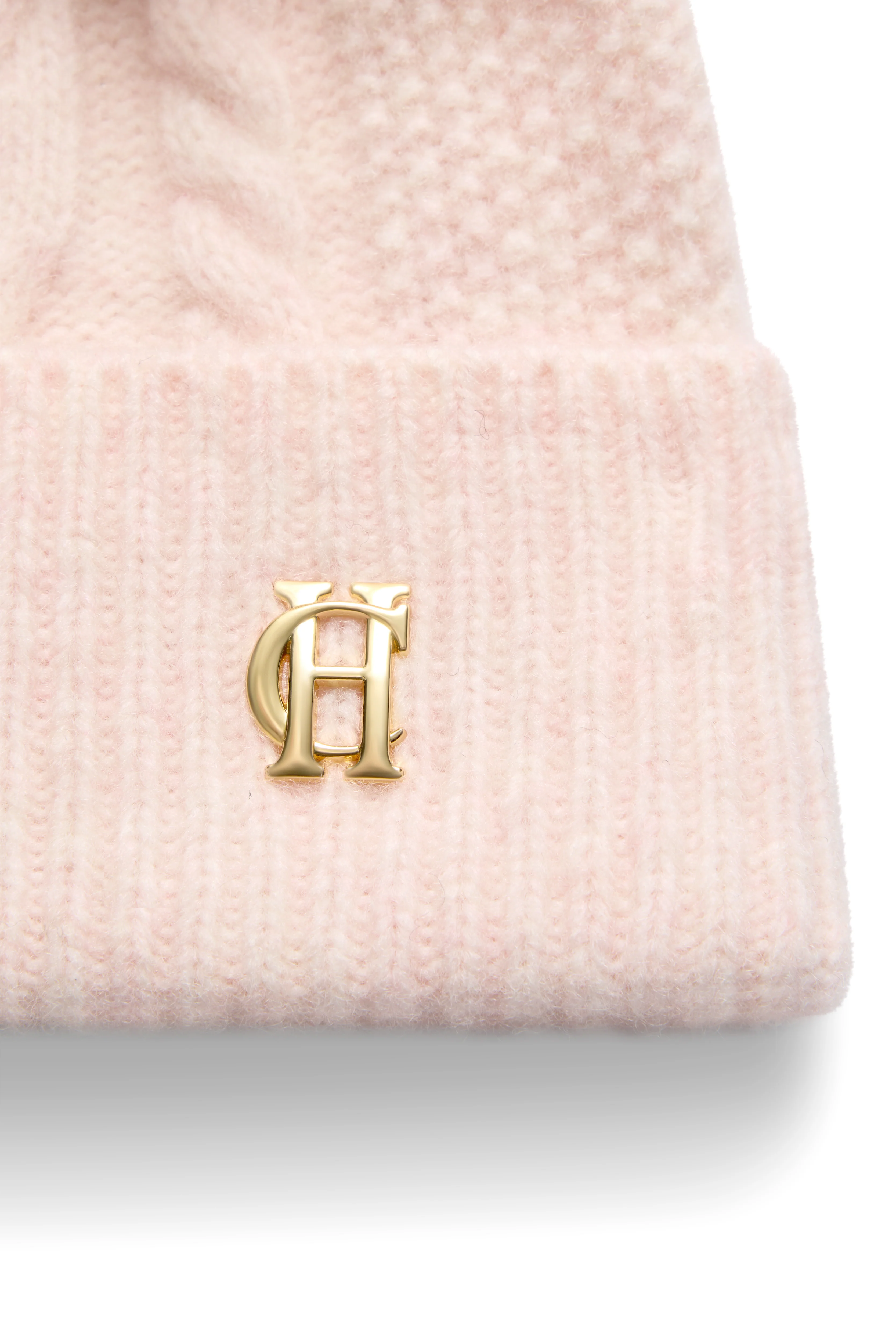Sloane Cable Bobble Hat (Soft Pink) - Image 4