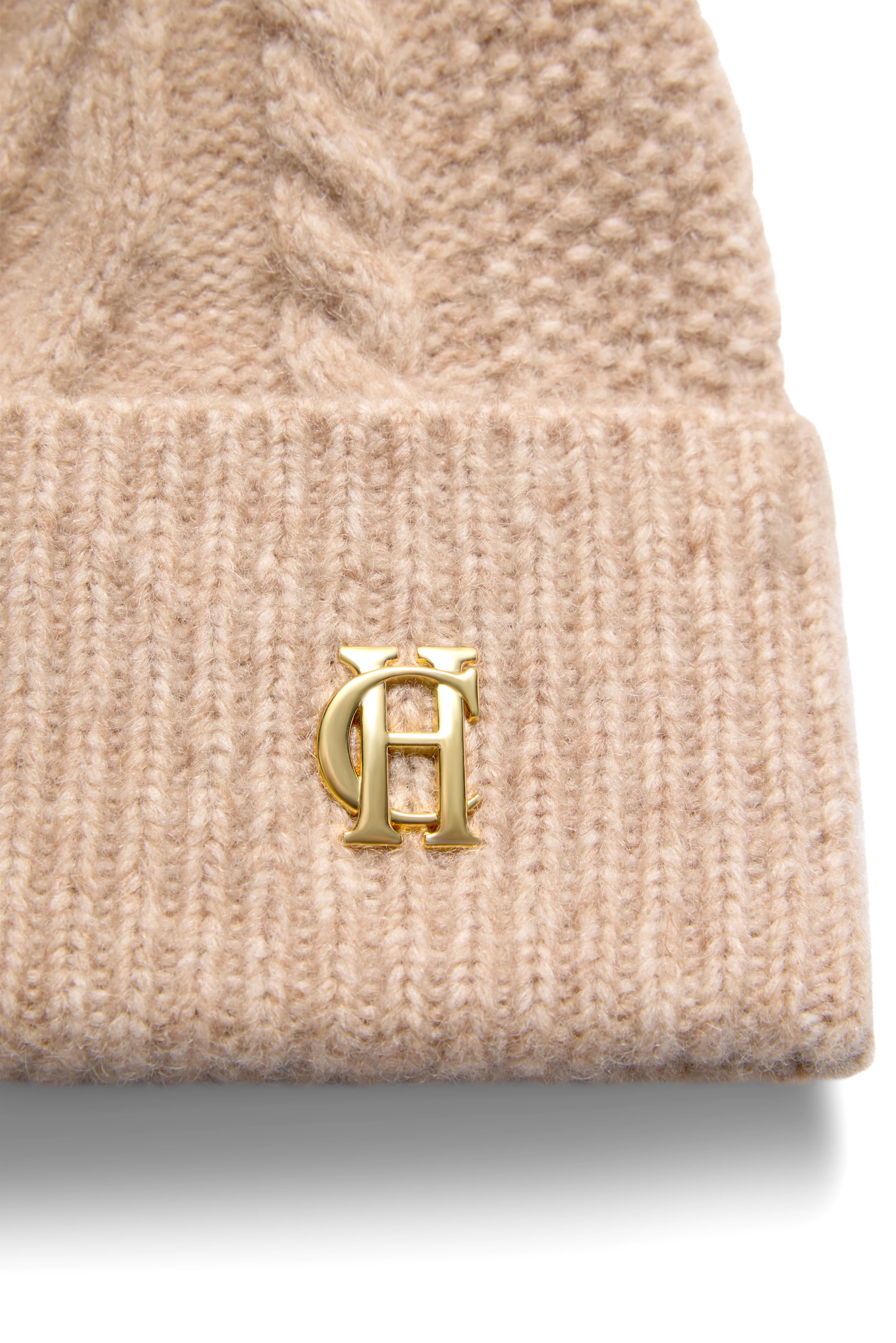 Sloane Cable Bobble Hat (Taupe Marl) - Image 3