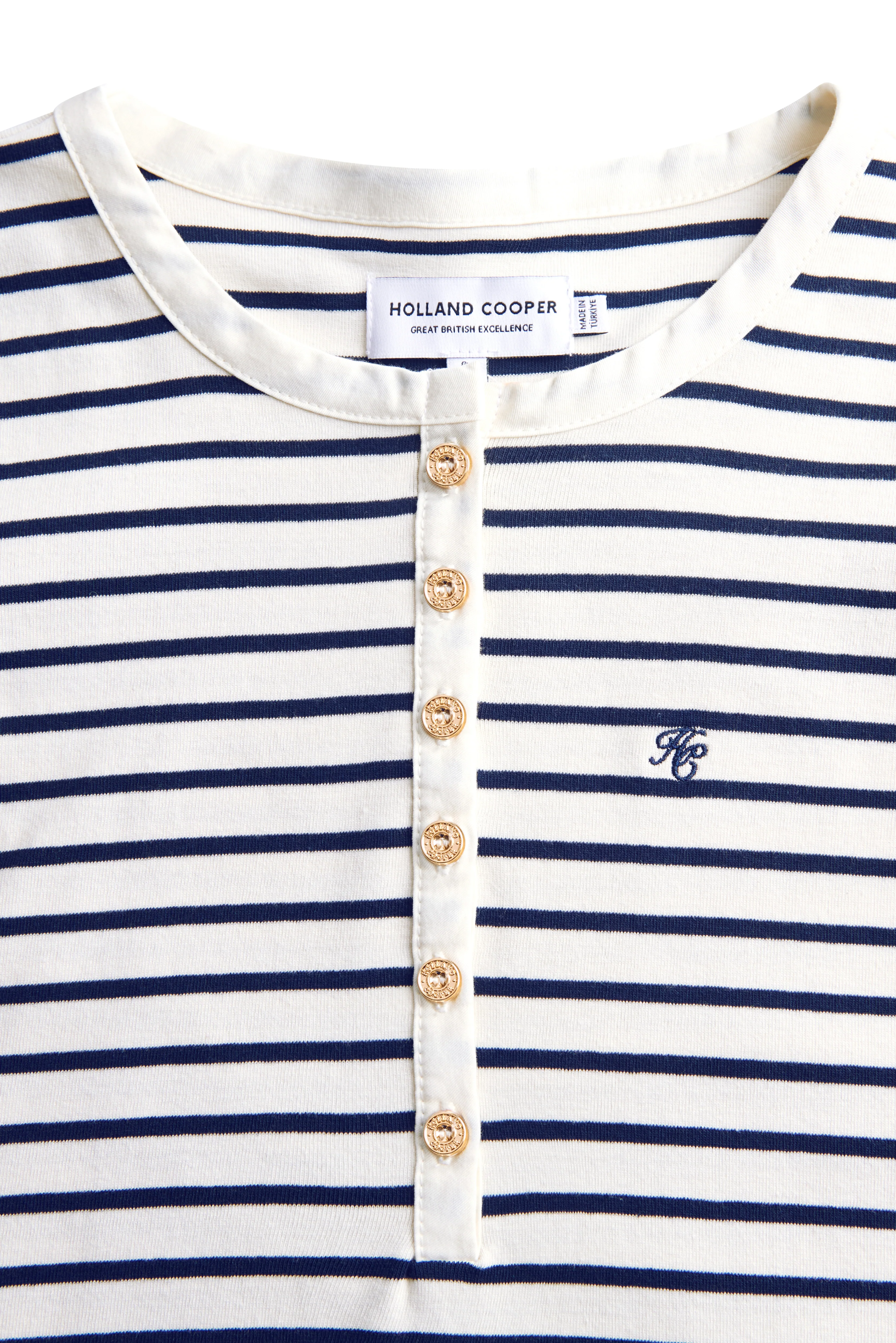 Striped Grandad Top (Ink Navy) - Image 7