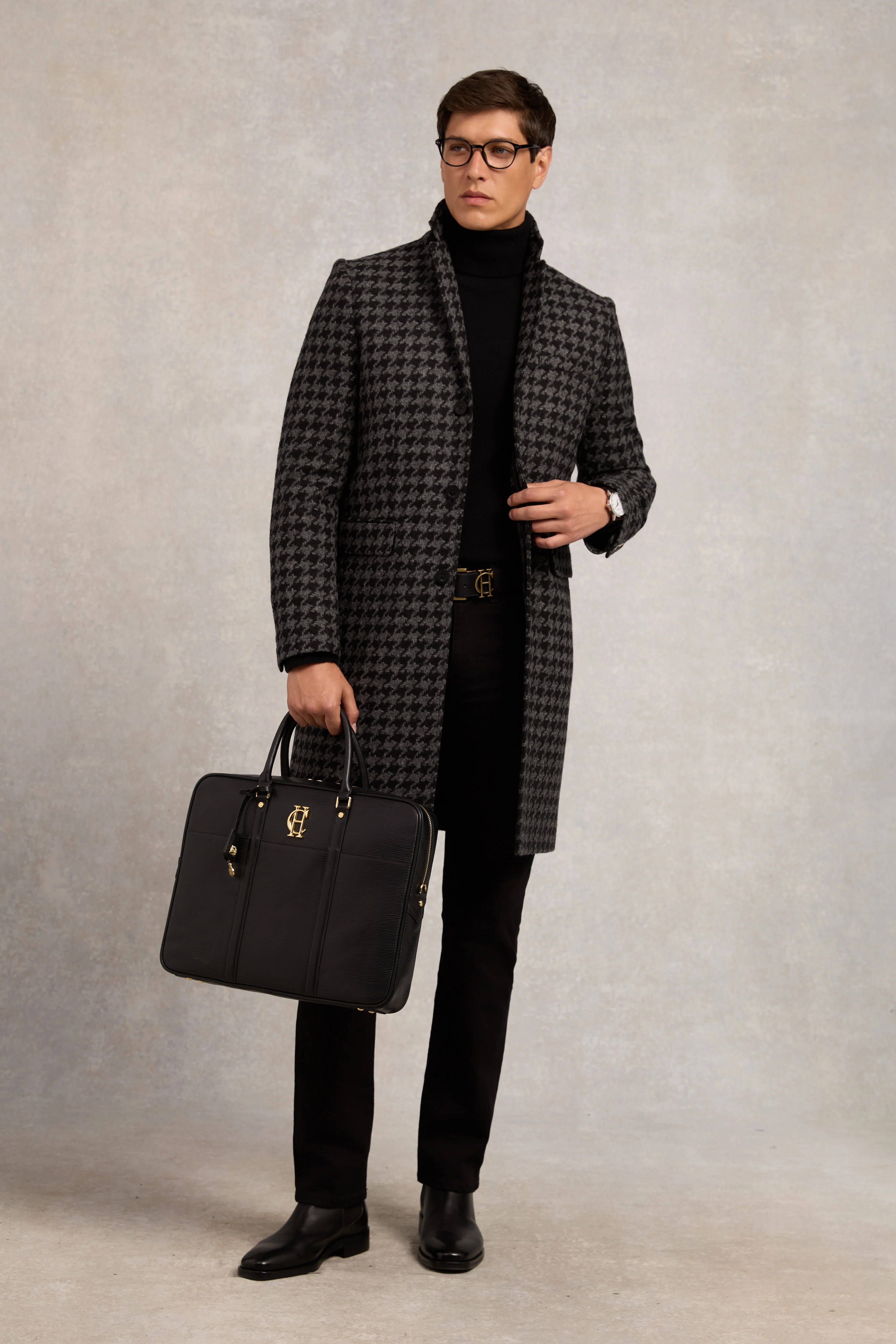 The Cheltenham Coat (Large Scale Charcoal Houndstooth) - Image 7