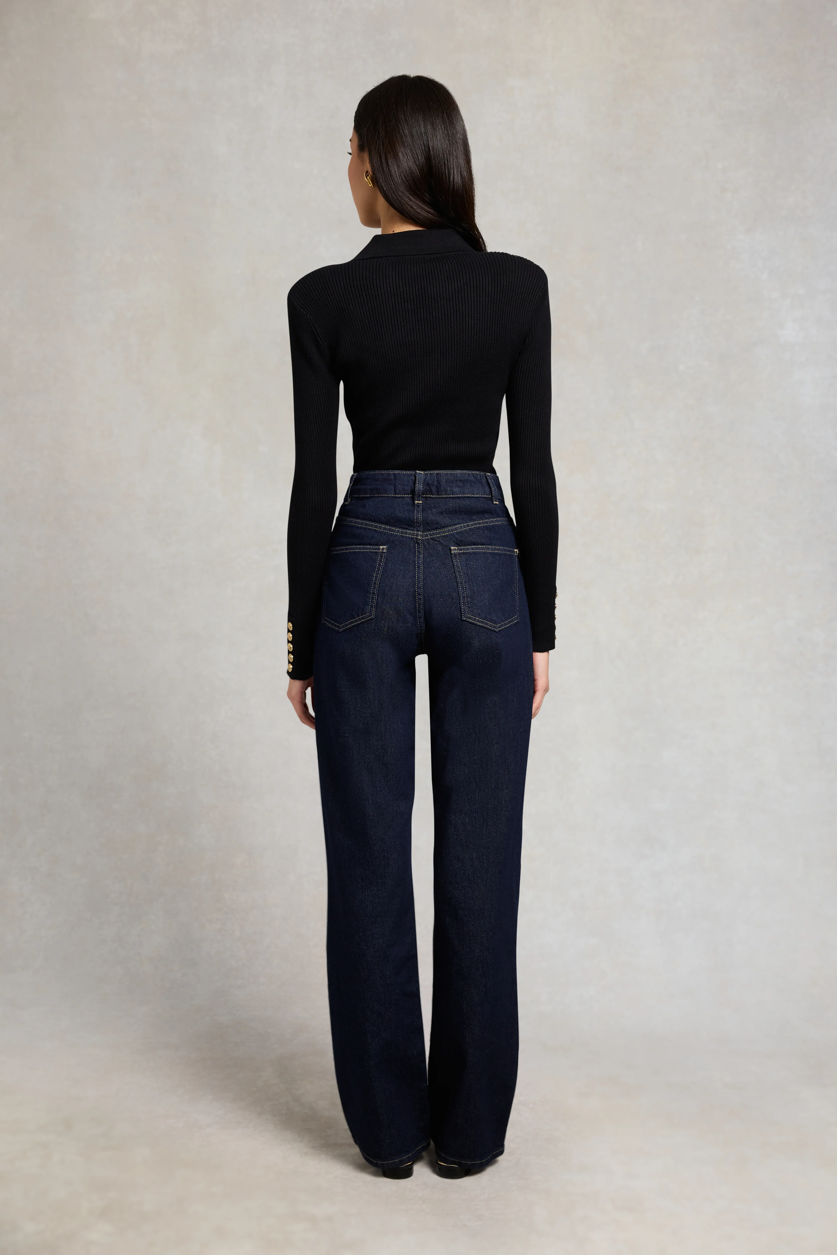 V-Neck Rib Top (Black) - Image 5