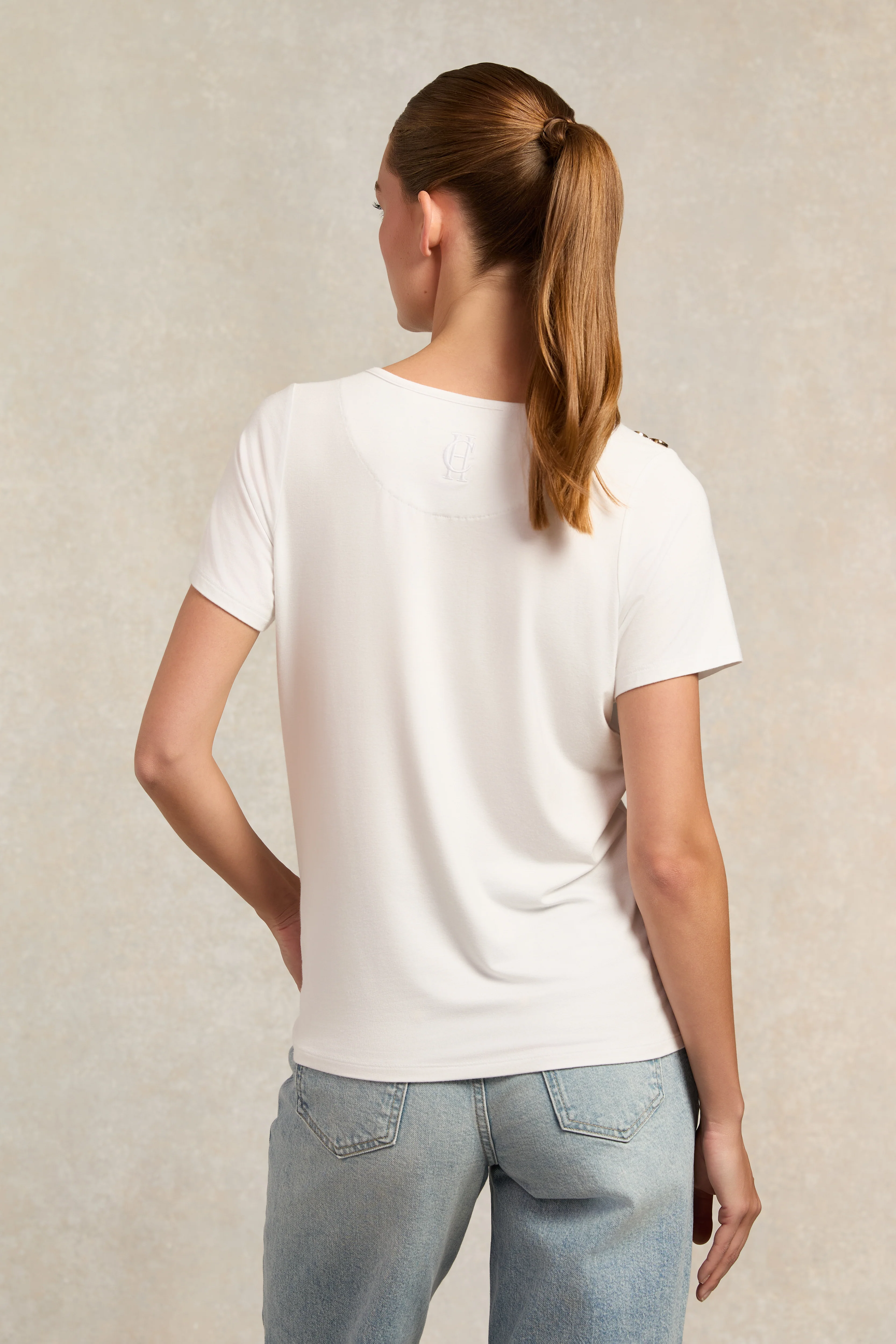 Relax Fit V-Neck Tee (White) - Image 6