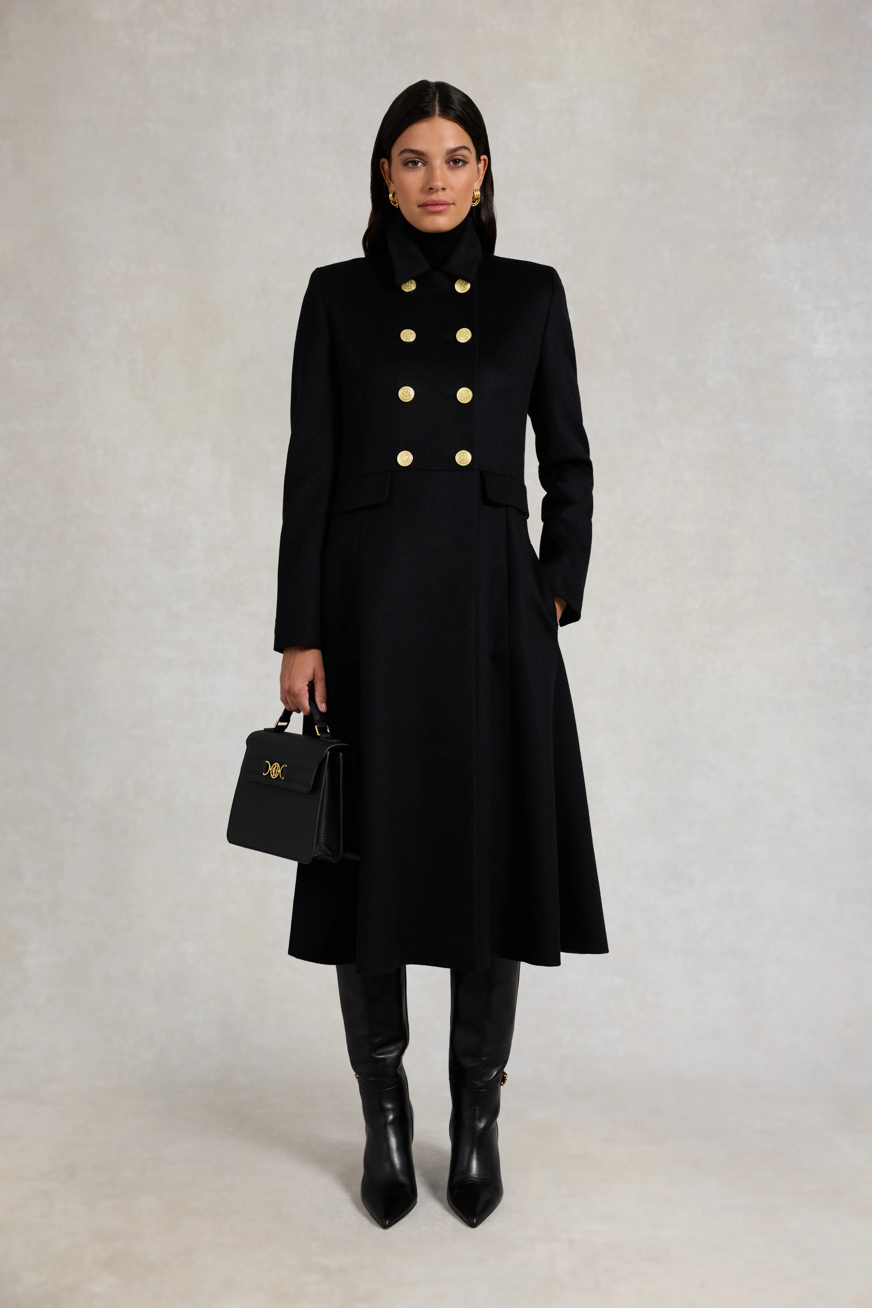 Windsor Fit & Flare Coat (Soft Black) - Image 4
