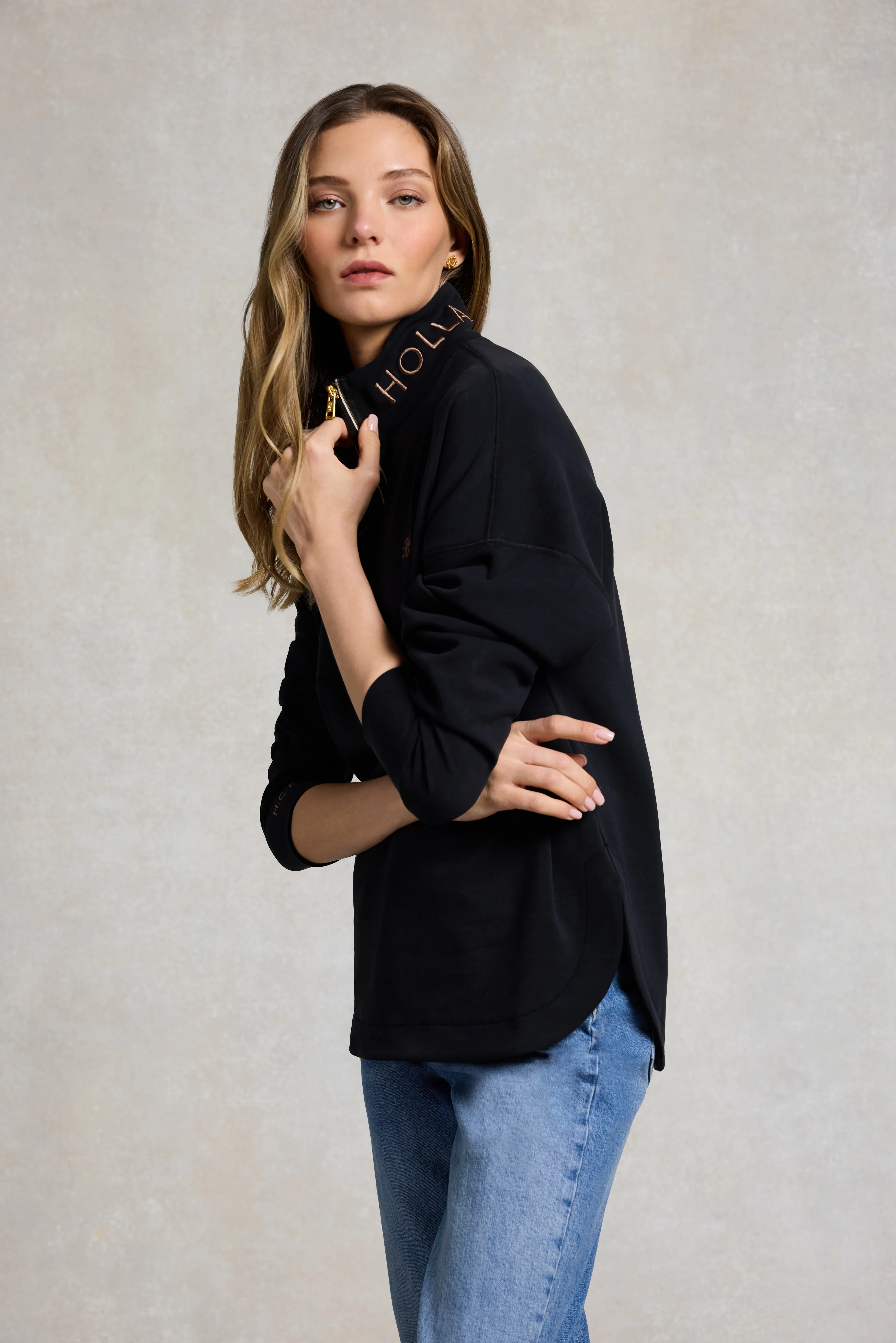Windsor Quarter Zip Sweat (Black) - Image 2